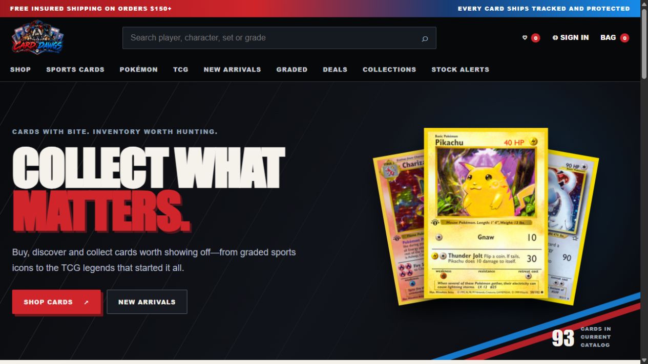 Card Dawgz desktop website preview